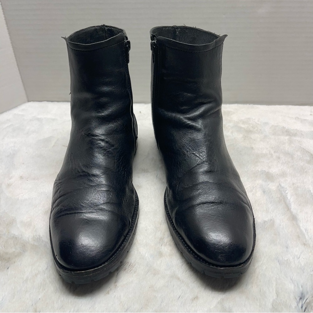 Vero Cuoio Mens Black Leather Almond Toe Made In Italy Size 8.5 - Picture 3 of 14